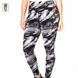Marbled Gray Blk Wht Leggings Sz L
